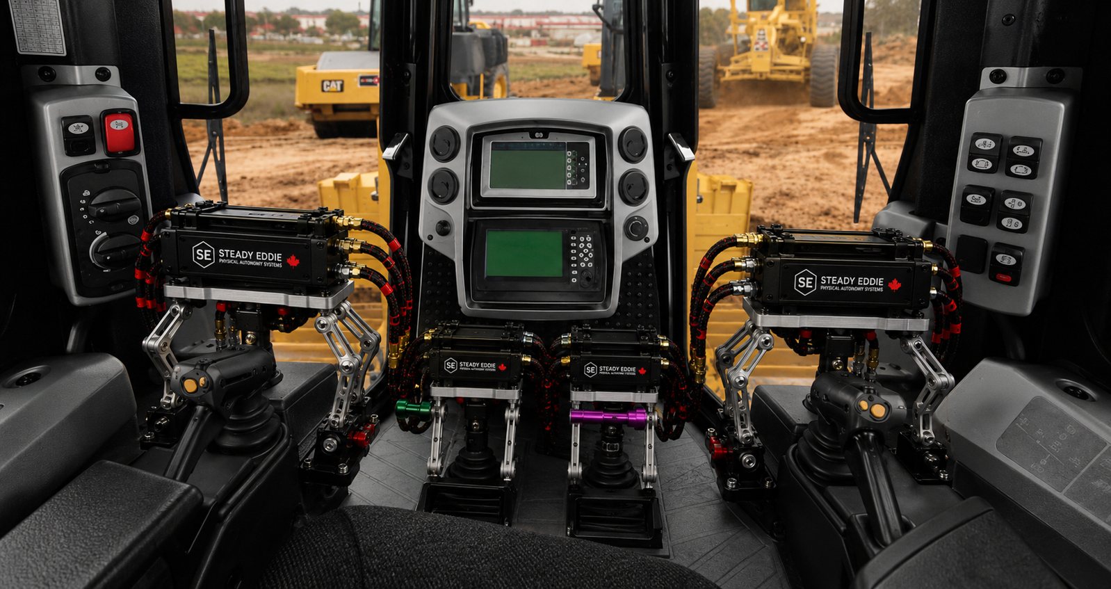 Steady Eddie units on a dozer's steering and gear controls