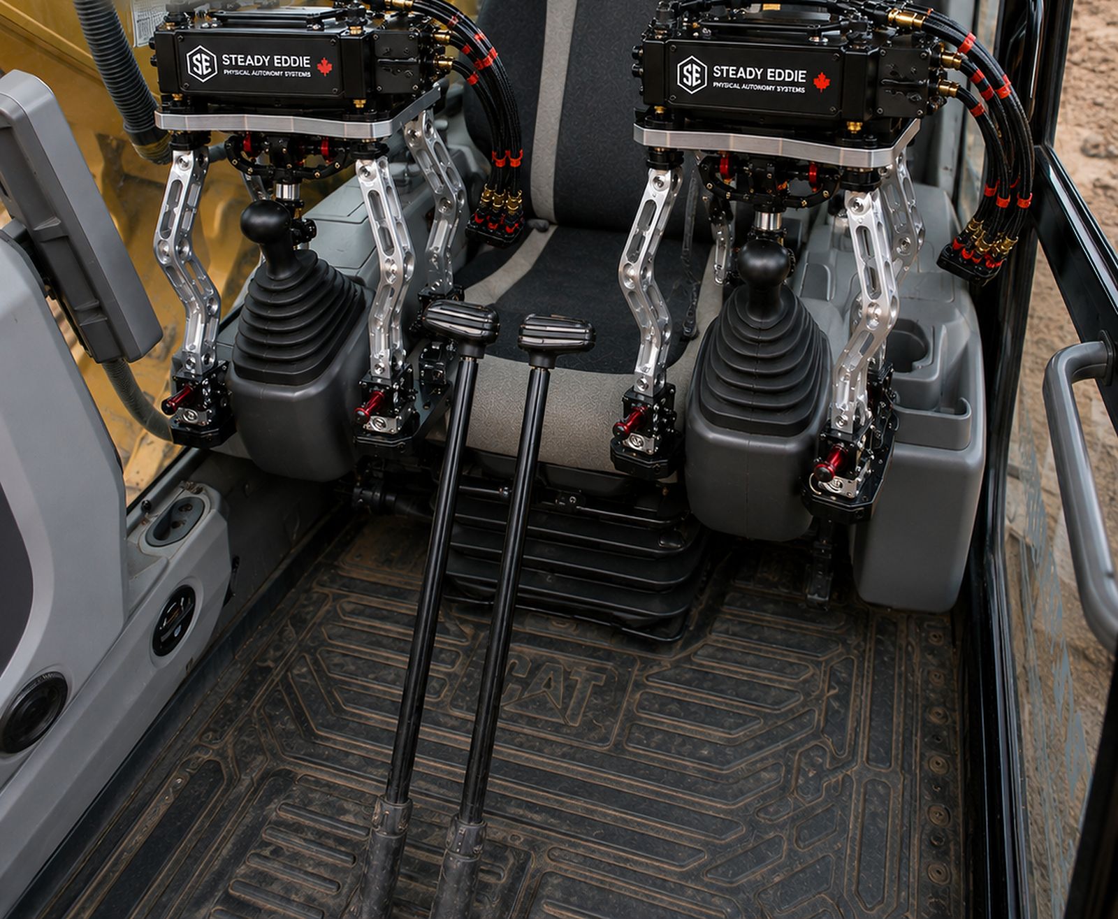 Steady Eddie units fitted in an excavator cab