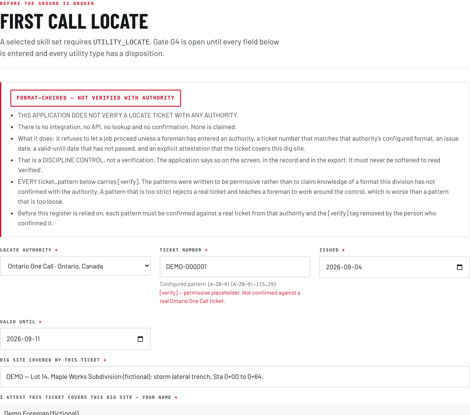 The Foreman's first call locate screen